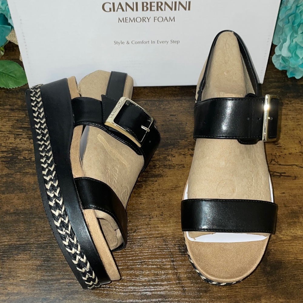 Giani Bernini Black Jerammie Wedge Sandals 7.5M
